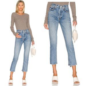 NEW AGOLDE 26 Riley High Rise Straight Crop Jean Ankle in Endless Medium Wash